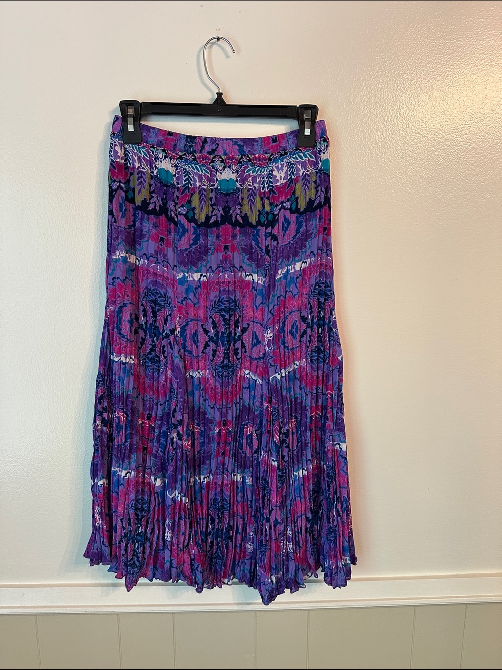 Allison Daley Petites Purple Multicolored Printed Pleated Midi Skirt Small - Picture 3 of 4